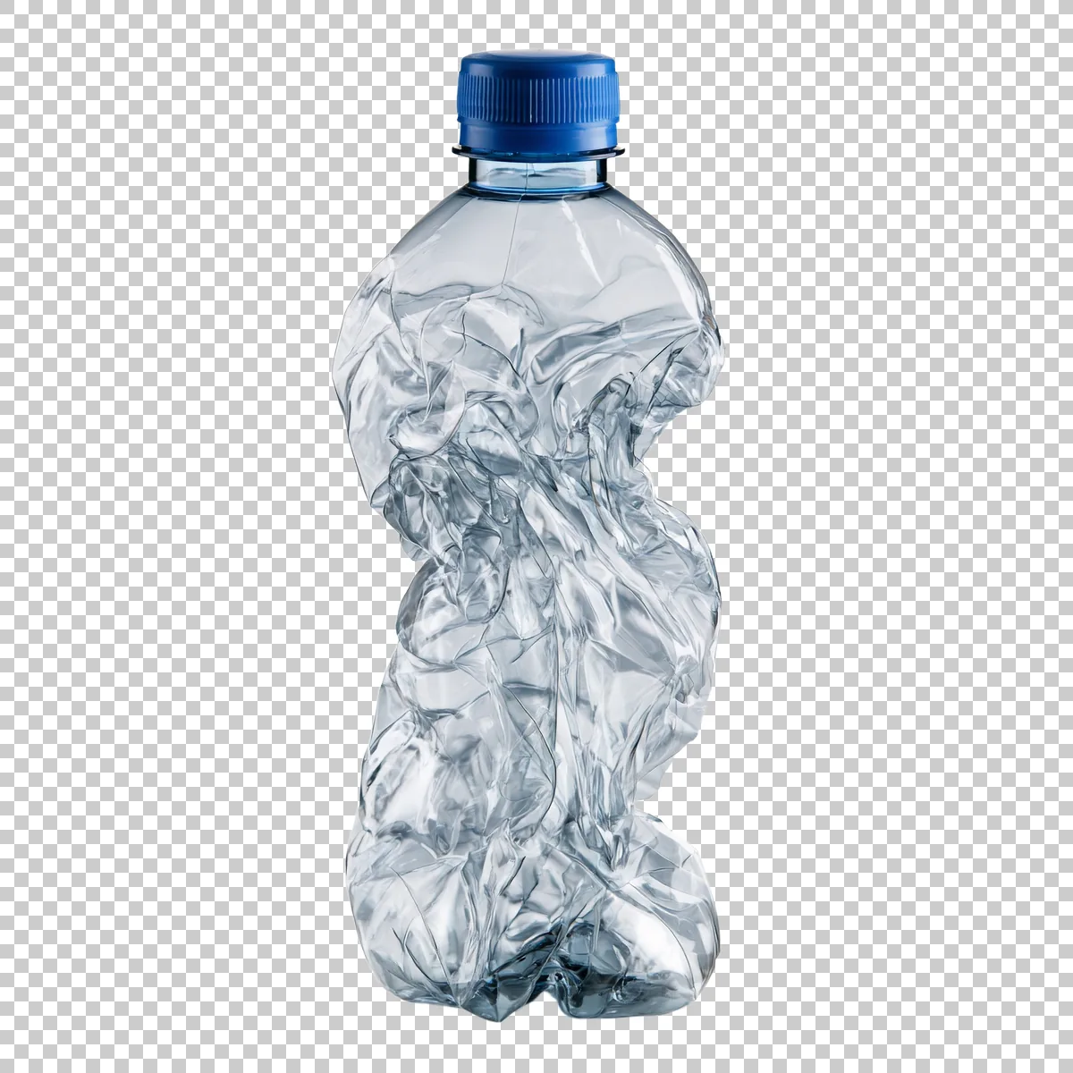 Crumpled Transparent Plastic Bottle With Blue Cap 1 H transparent PNG