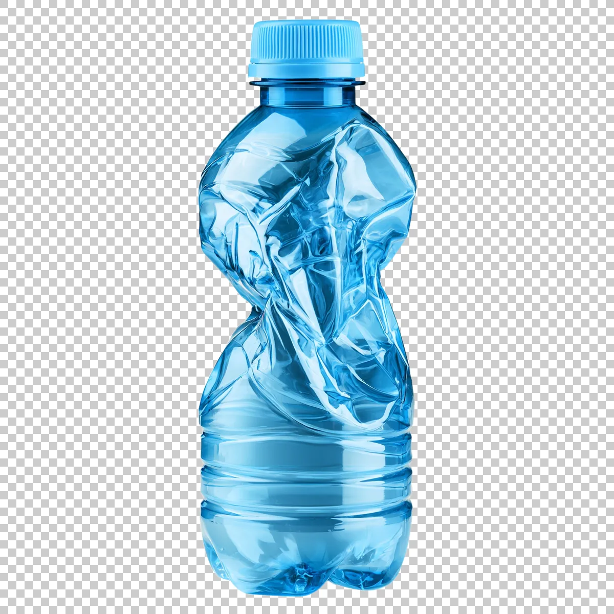 Crumpled Transparent Plastic Bottle With Blue Cap 3 H transparent PNG