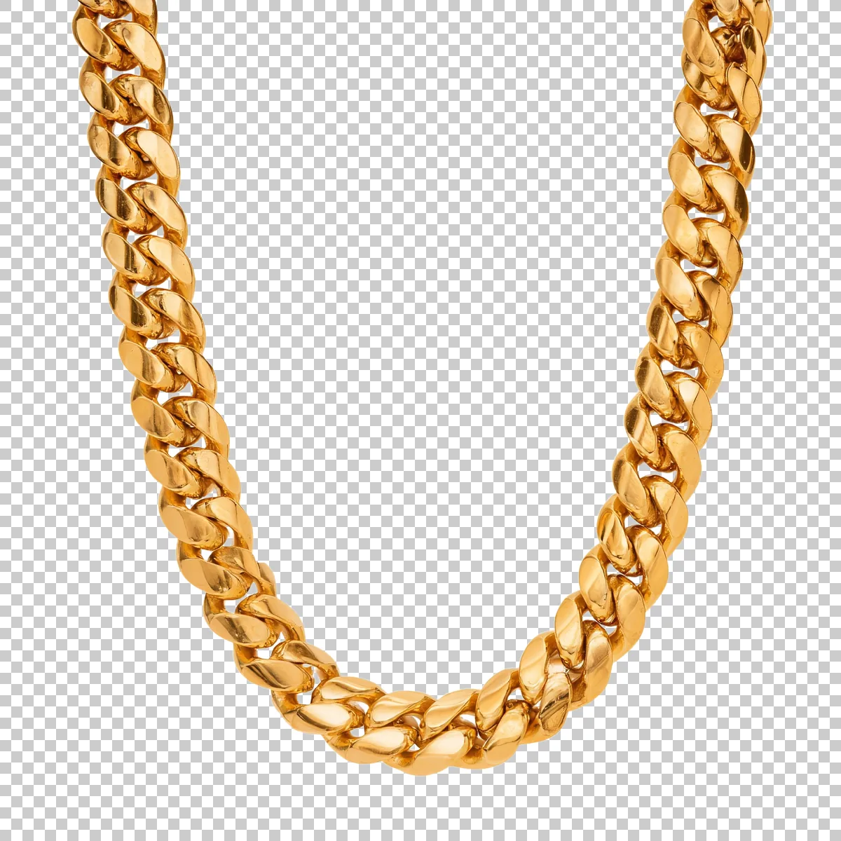 Gold Curb Chain Necklace Arranged In A Smooth U Sha 3 H transparent PNG
