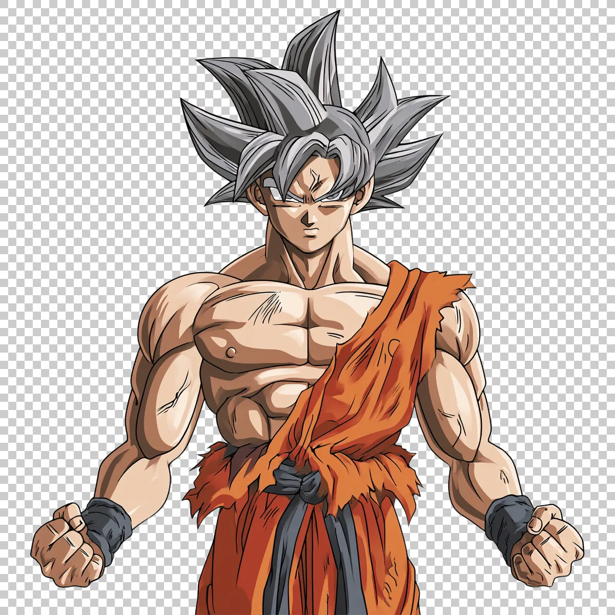 Goku Ultra Instinct With Silver Hair And Focused Exp 1 H transparent PNG