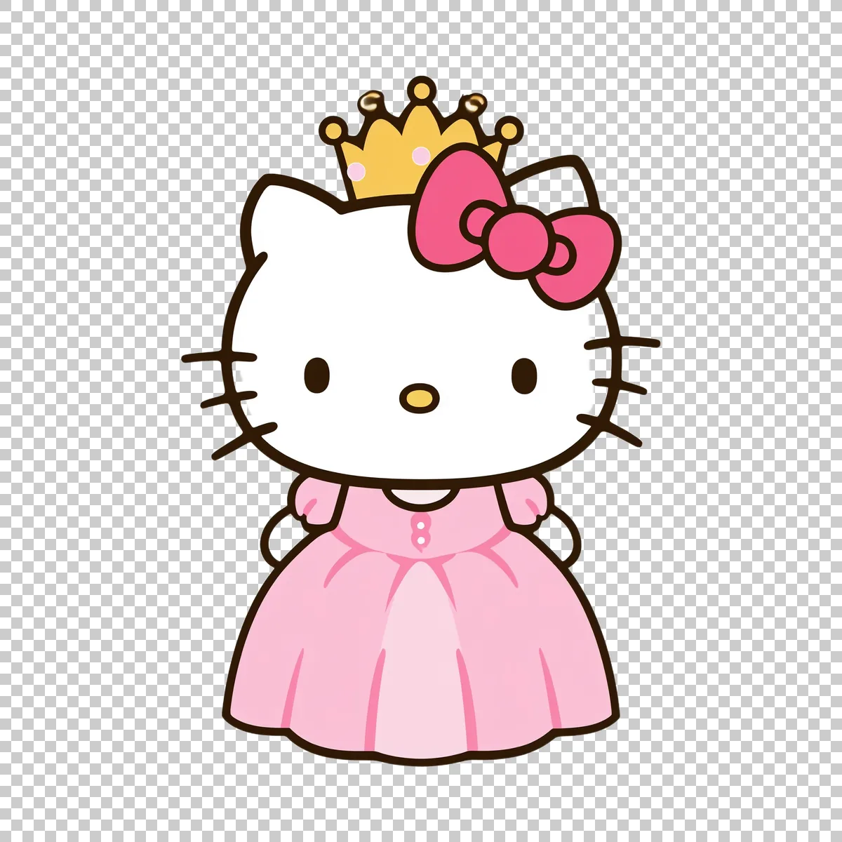 Hello Kitty Dressed As A Princess With Small 0 H transparent PNG