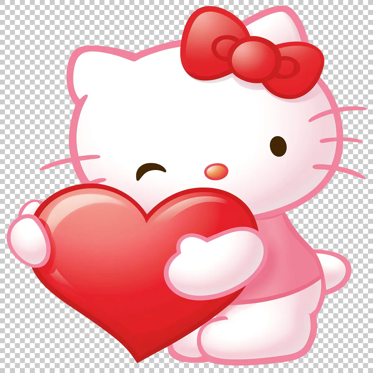 Hello Kitty Holding A Large Red Heart With Bo 2 H transparent PNG