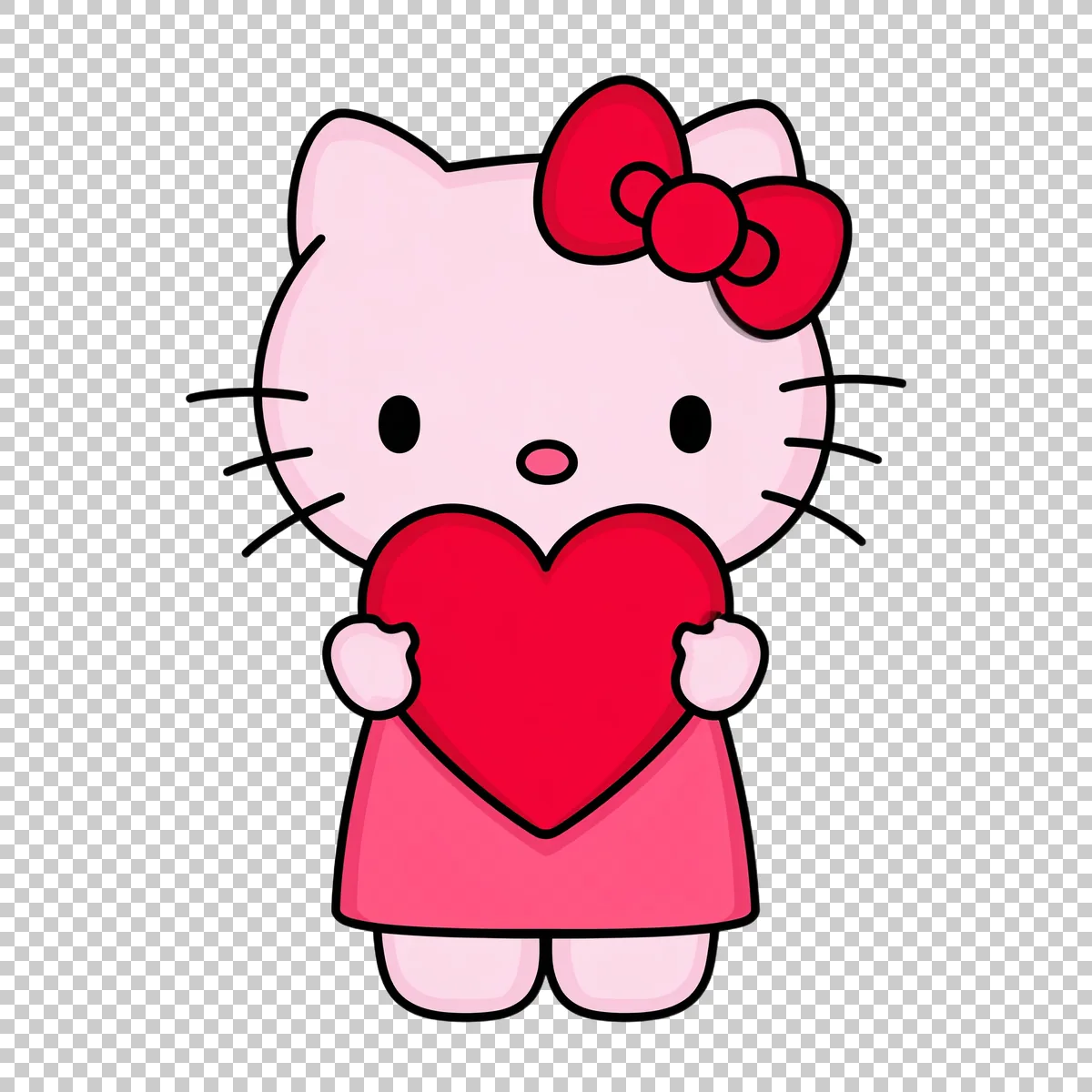 Hello Kitty Holding A Large Red Heart With Bo 3 H transparent PNG