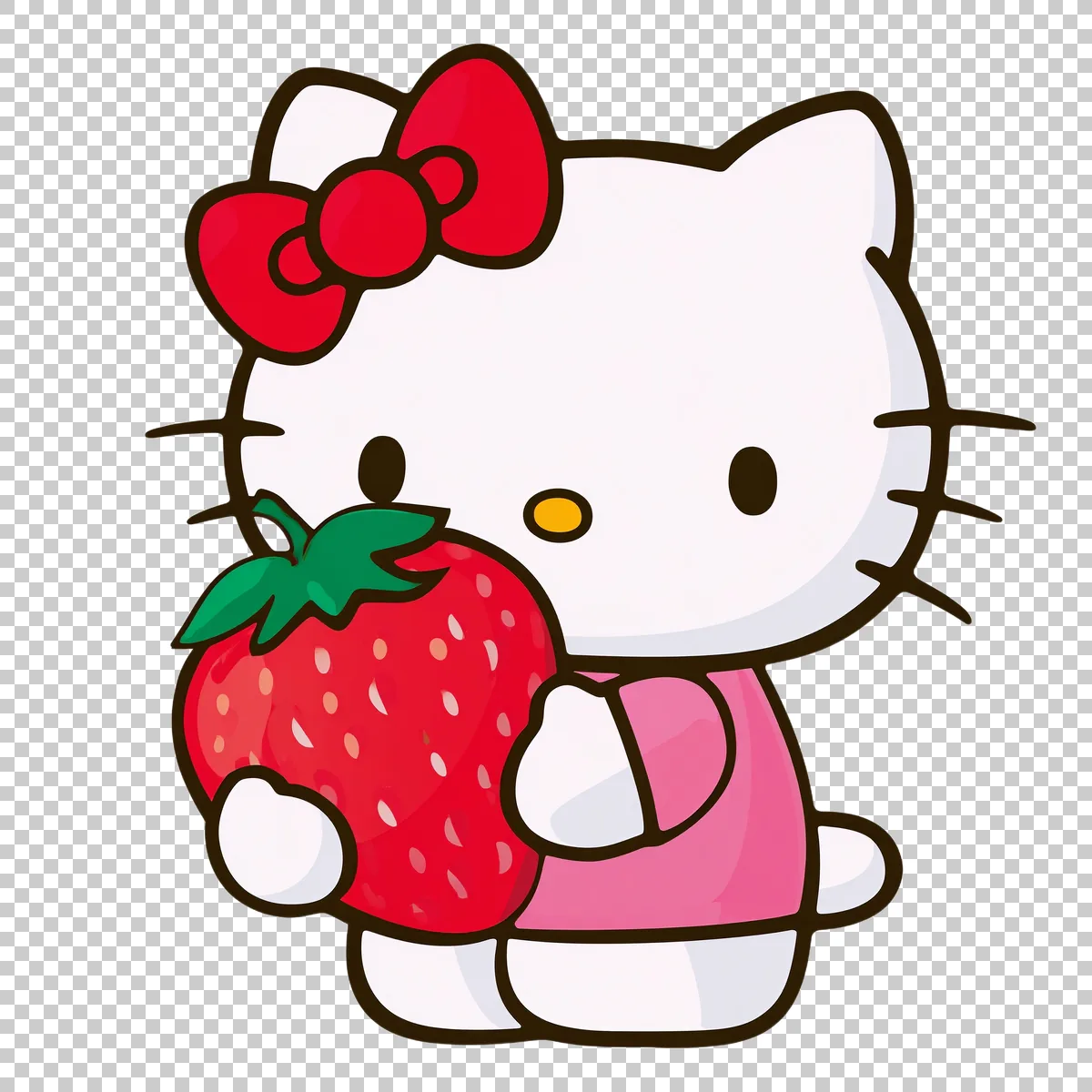 Hello Kitty Holding A Strawberry With Both Ha 2 H transparent PNG