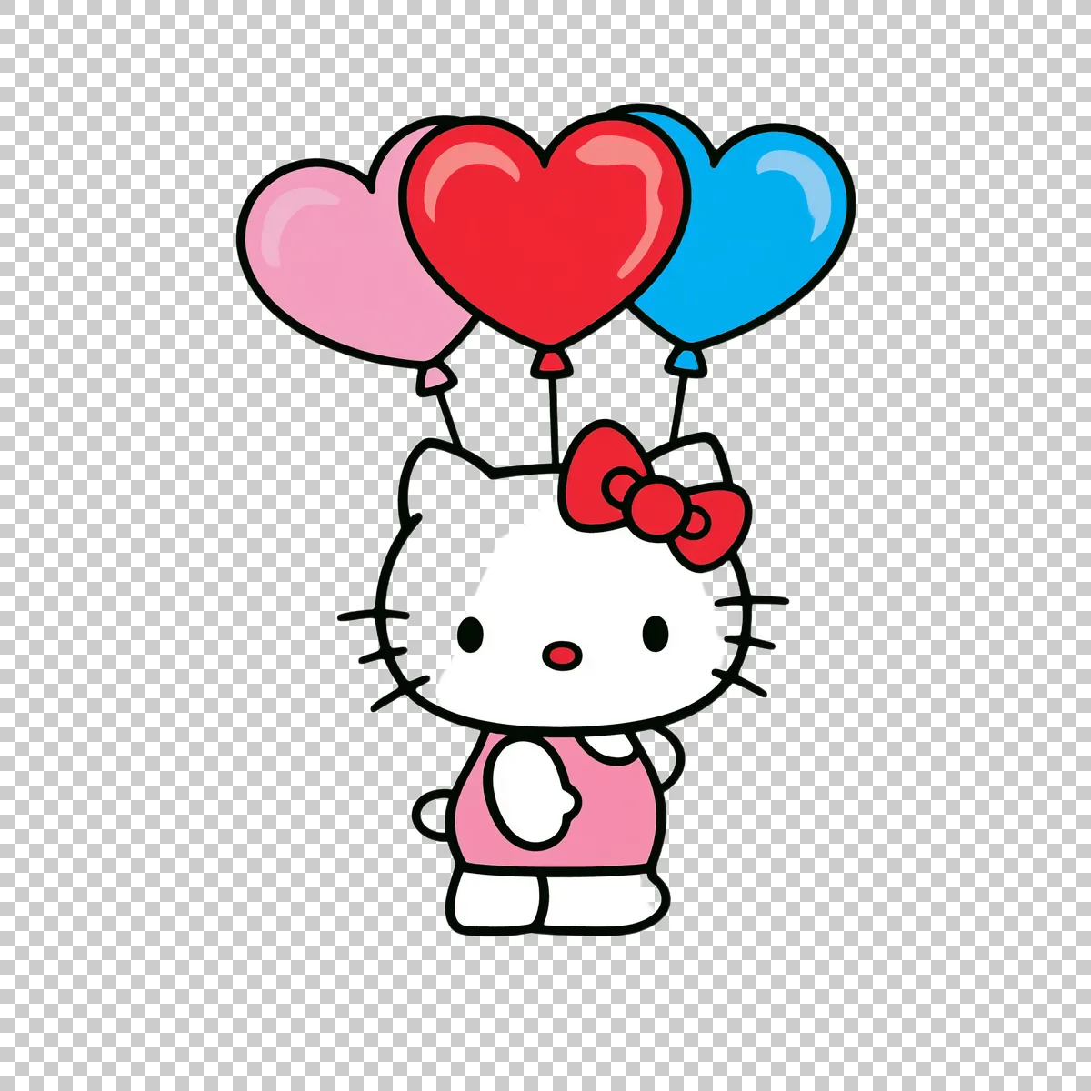 Hello Kitty Holding Three Heart Shaped Balloo 1 H transparent PNG