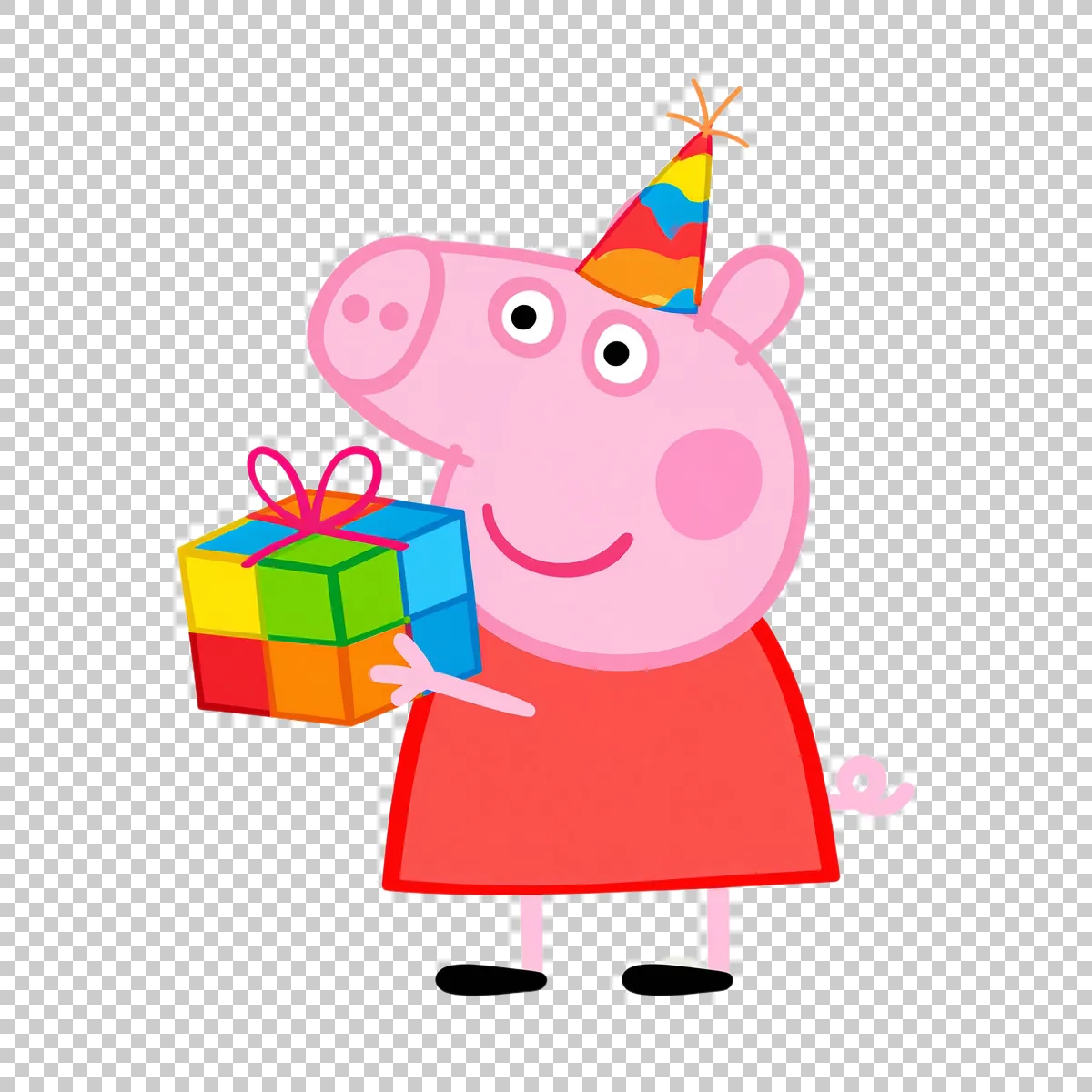 Peppa Pig Holding A Colorful Birthday Gift Box 2 H transparent PNG