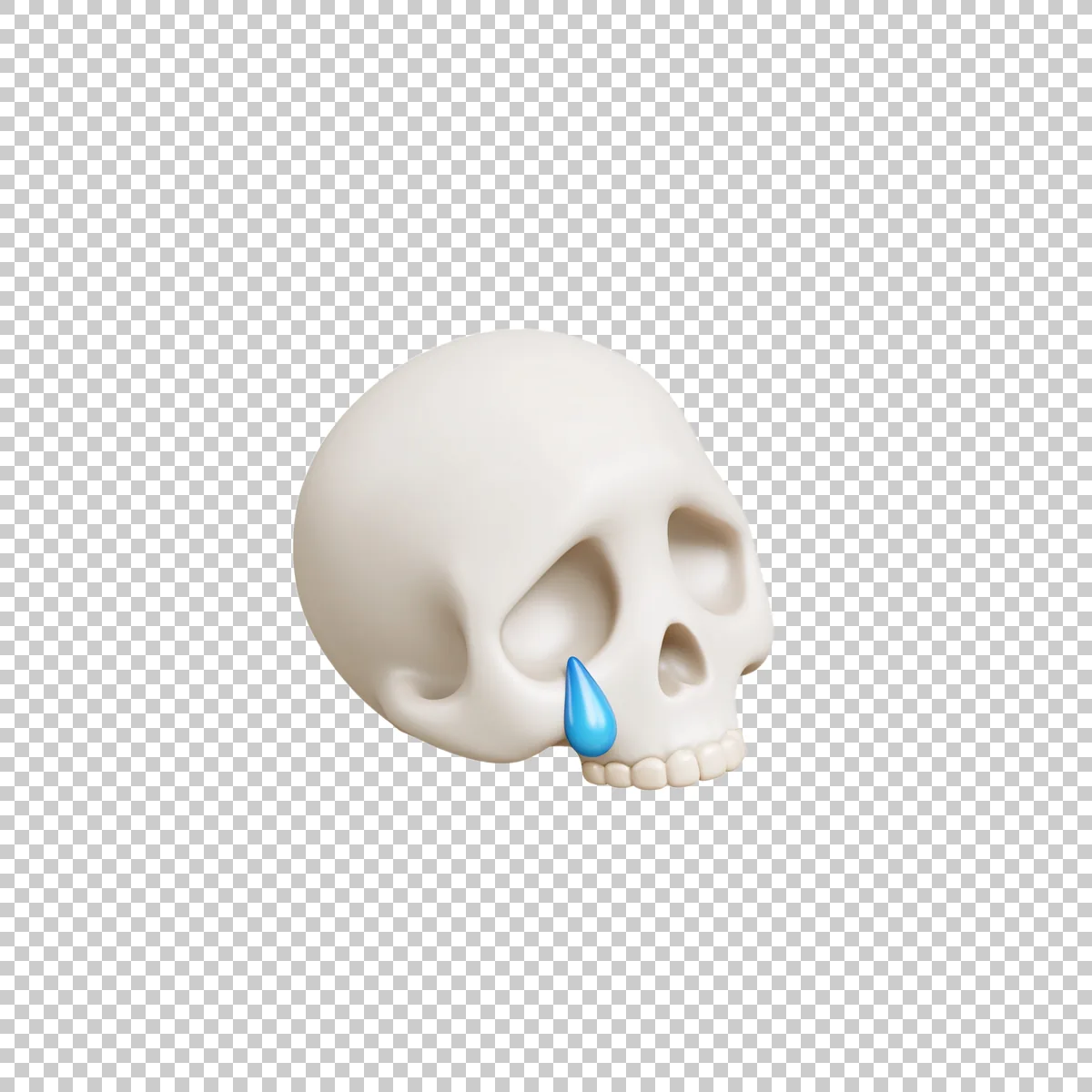 Crying Skull Emoji With One Large Blue Tear B 1 H transparent PNG