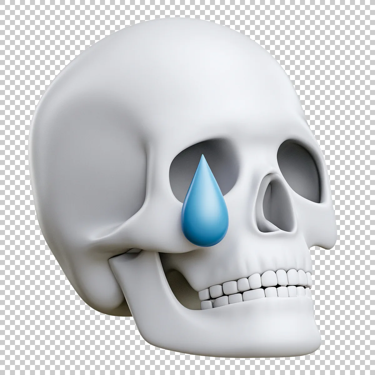 Crying Skull Emoji With One Large Blue Tear B 3 H transparent PNG