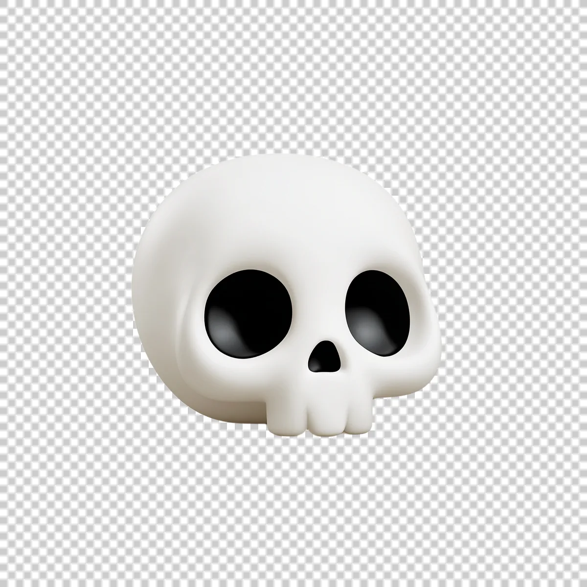 Cute White Skull Emoji With Large Glossy Blac 1 H transparent PNG