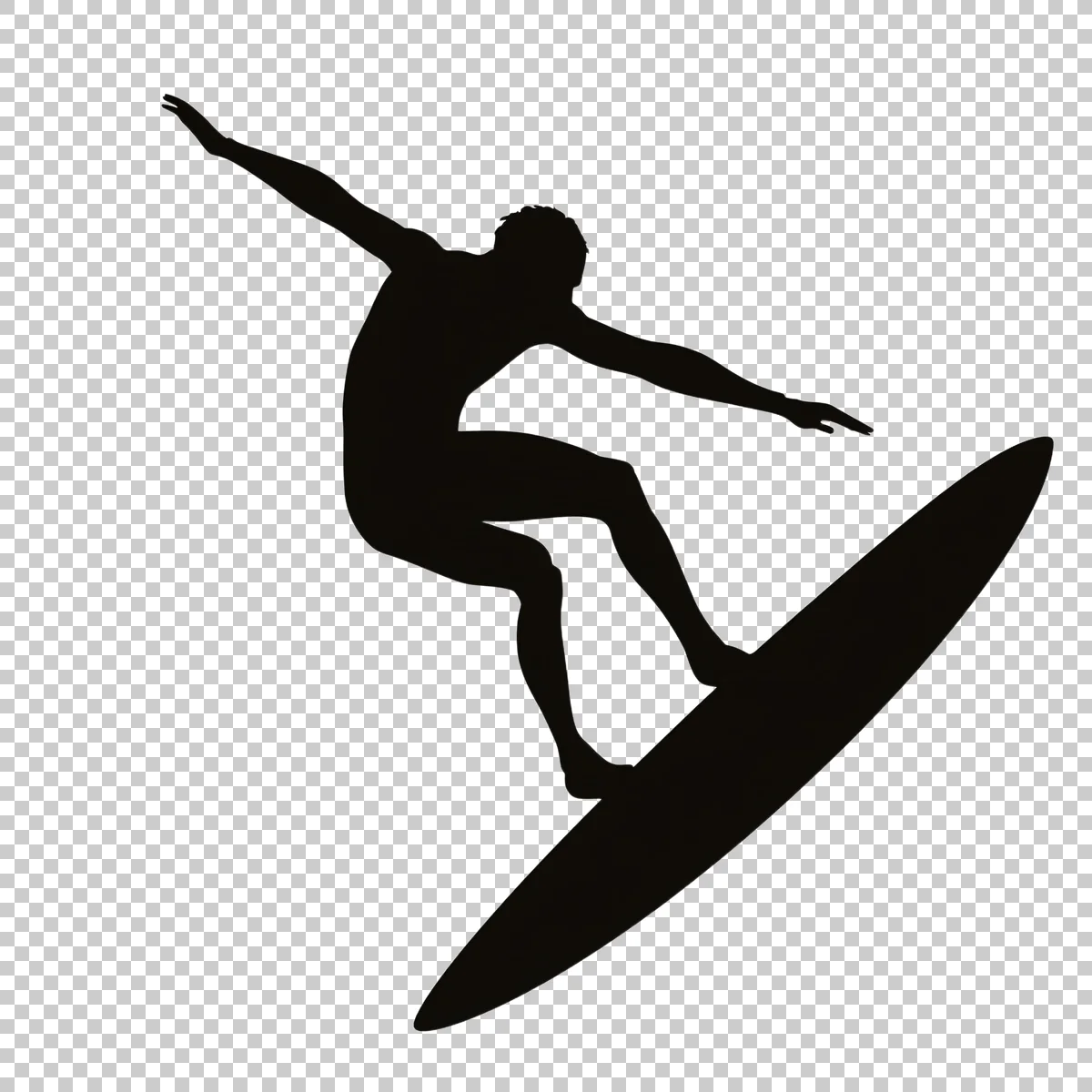 Black Surfer Silhouette Performing An Aerial Maneuve 1 H transparent PNG