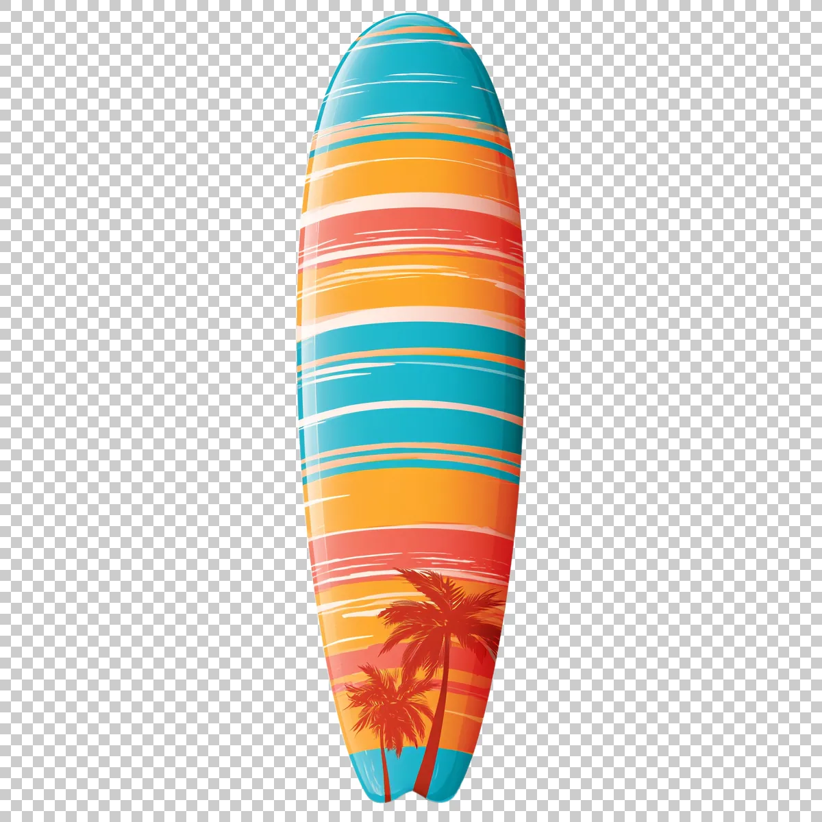 Colorful Surfboard Standing Upright With Tropical Su 3 H transparent PNG