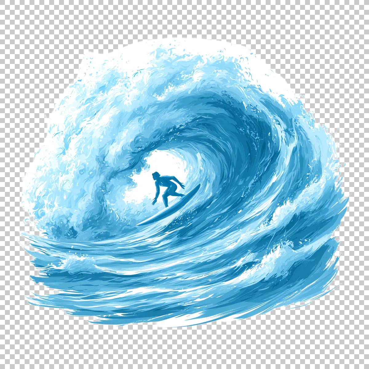 Surfer Riding Inside A Curling Blue Ocean Wave Dynam 1 H transparent PNG