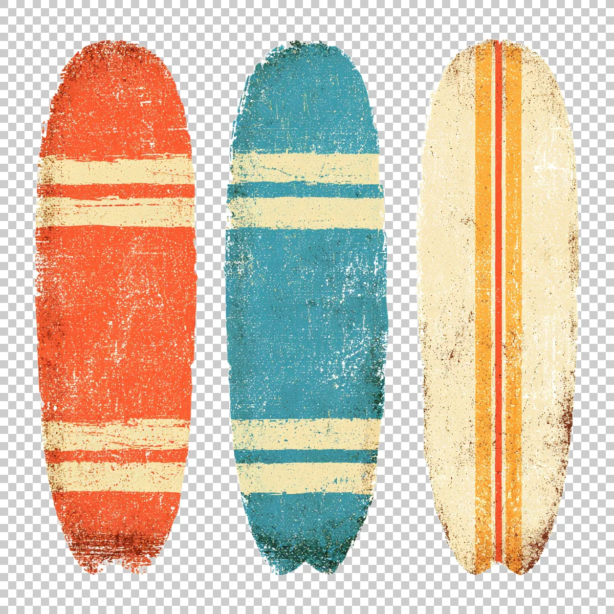 Three Surfboards Standing Vertically Together Retro 2 H transparent PNG