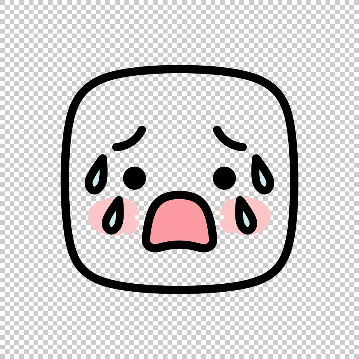 Cute White Rounded Square Emoji Face With Th 0 H transparent PNG