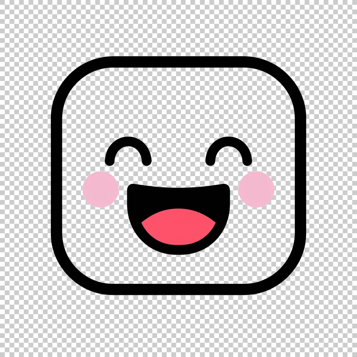 Cute White Rounded Square Emoji Face With Th 1 V4 H transparent PNG