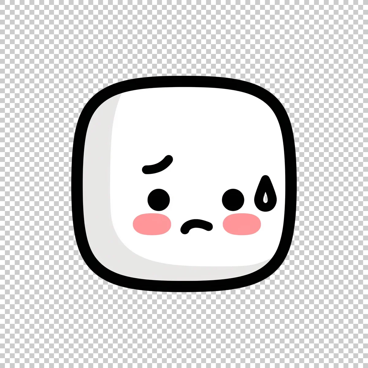 Cute White Rounded Square Emoji Face With Th 2 V1 H transparent PNG