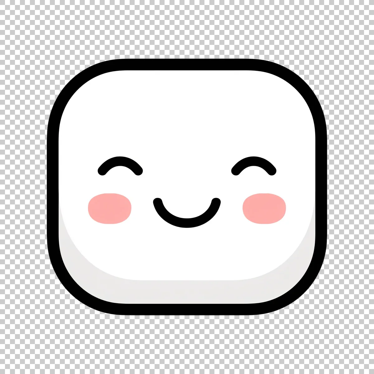 Cute White Rounded Square Emoji Face With Th 3 V8 H transparent PNG